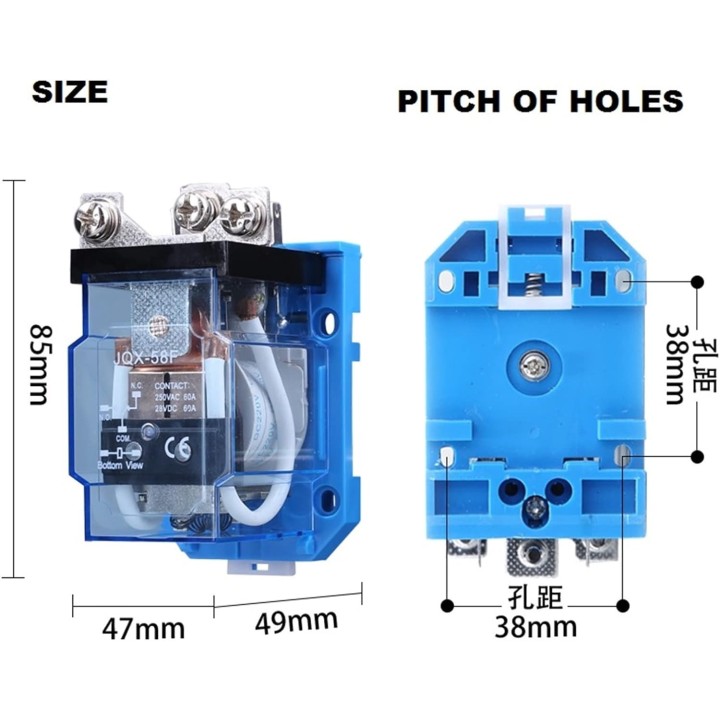 Hochleistungsrelais 12 V Gleichstrom 25 A 30 A 40 A 50 A 60 A JQX-58F 1Z Autoscooter Wj180