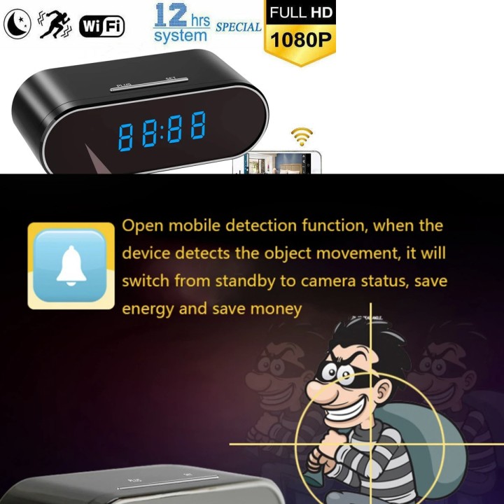 1080P wireless camera clock WIFI 8g rechargeable camcorder night vision motion detection sd