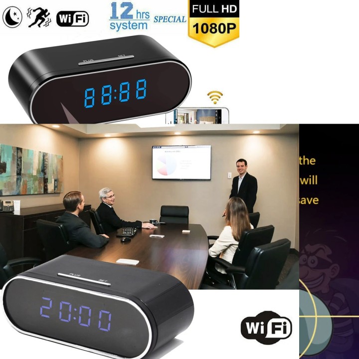 1080P wireless camera clock WIFI rechargeable camcorder night vision motion detection sd