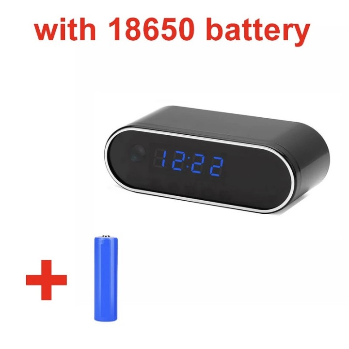 Camera sans fil 1080P horloge WIFI rechargeable + carte 128go caméscope vision nocturne détection mouvement sd