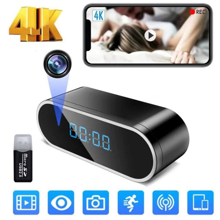 1080P wireless camera clock WIFI 16g rechargeable camcorder night vision motion detection sd