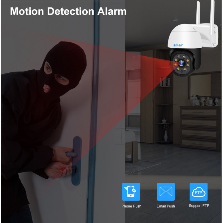 Caméra de surveillance extérieure PTZ IP WIFI hd 2MP/1080P sans fil Zoom x4 nocturne ia Audio