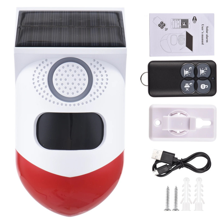 Outdoor waterproof wifi solar siren with presence detector and battery 1 433mhz remote control