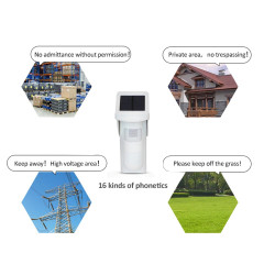Solar power outdoor flash siren Pet immunity solar power sensor dual function security
