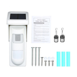 Solar power outdoor flash siren Pet immunity solar power sensor dual function security