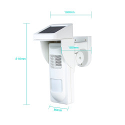 Solar power outdoor flash siren Pet immunity solar power sensor dual function security