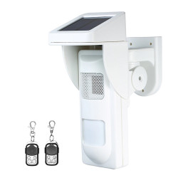 Solar power outdoor flash siren Pet immunity solar power sensor dual function security