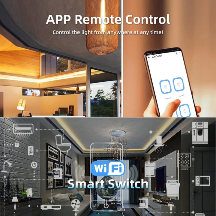 Intelligentes WLAN-Empfängerrelais, 4-Kanal-Radio, 433 MHz, Tuya, 85–250 V, 220 V, 110 V, 2200 W, 10 A, Alexa