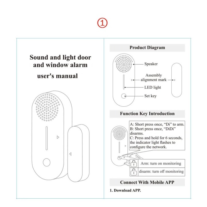 Tuya Door and window opening sensor WiFi detector silent alarm remote control application