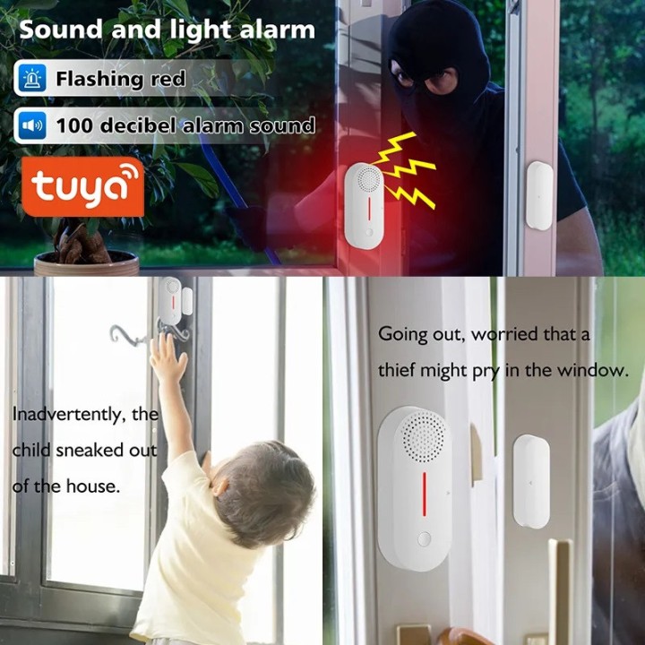 Tuya Door and window opening sensor WiFi detector silent alarm remote control application