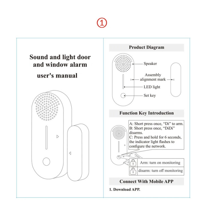 Tuya Door and window opening sensor WiFi detector silent alarm remote control application