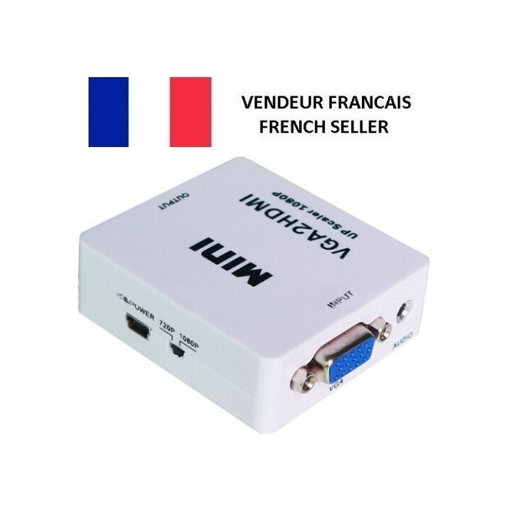 Convertisseur VGA vers HDMI adaptateur 1080P VGA2HDMI pour ordinateur portable DVD