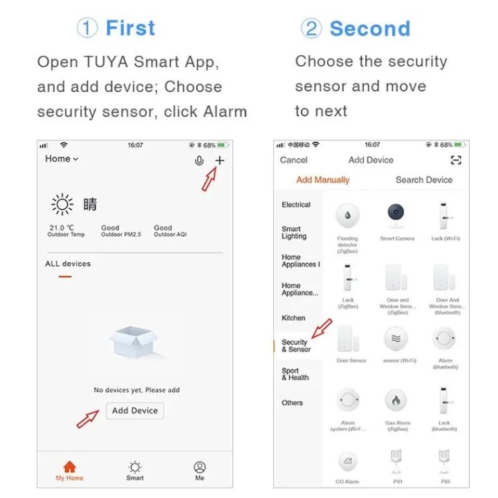Wi-Fi-Rauchmelder, Feuerwehrmann, Brandschutzalarm, Alexa, Google Assistant, SmartLife, Tuya