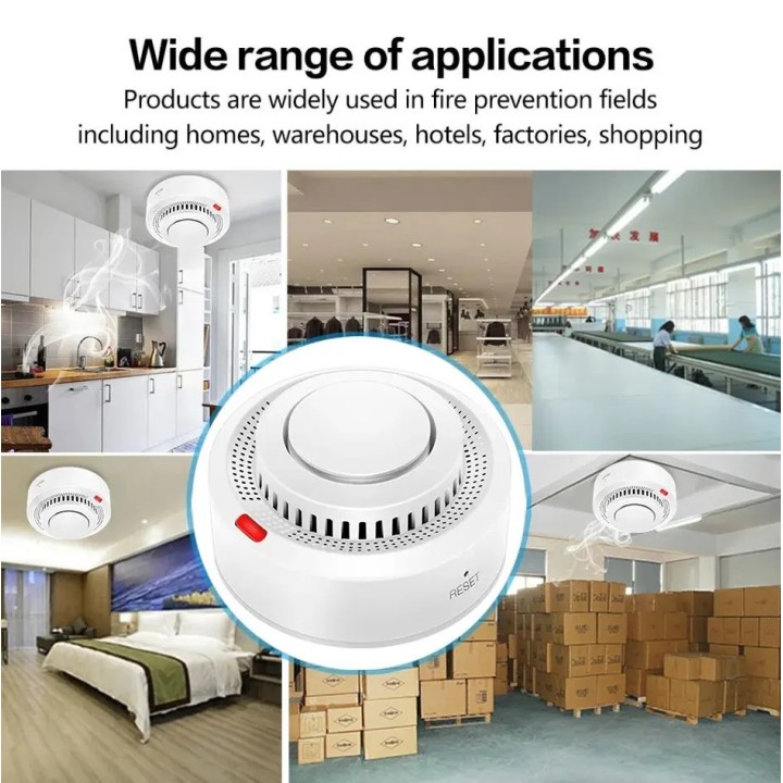 Wi-Fi Smoke Detector Firefighter Fire Protection Alarm Alexa Google Assistant SmartLife tuya