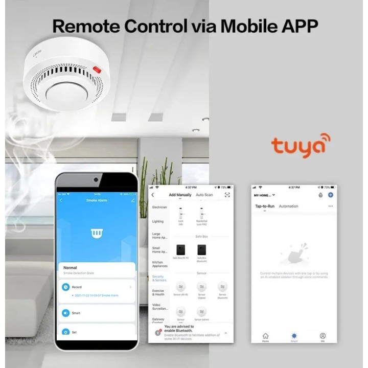 Wi-Fi Smoke Detector Firefighter Fire Protection Alarm Alexa Google Assistant SmartLife tuya