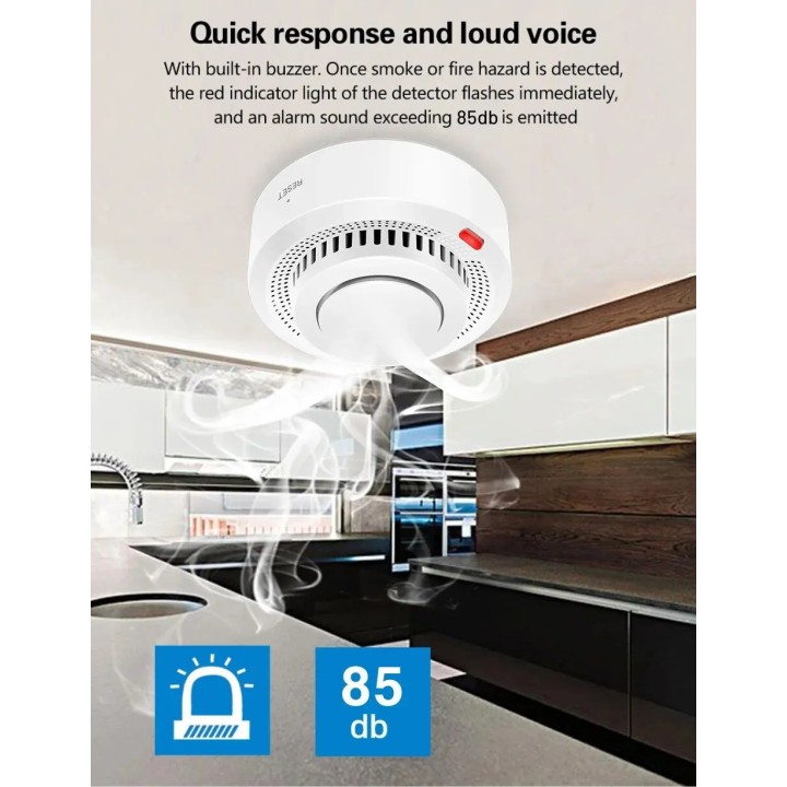 Wi-Fi Smoke Detector Firefighter Fire Protection Alarm Alexa Google Assistant SmartLife tuya