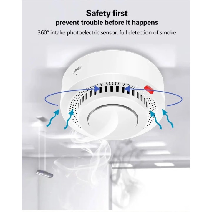 Détecteur de fumée WiFi alarme de protection incendie pompier Alexa Google Assistant SmartLife tuya