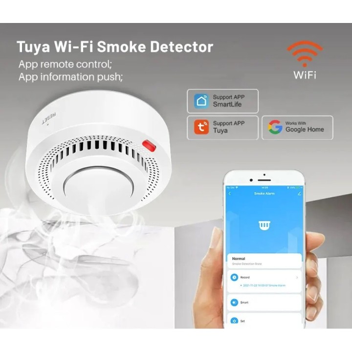 Wi-Fi-Rauchmelder, Feuerwehrmann, Brandschutzalarm, Alexa, Google Assistant, SmartLife, Tuya
