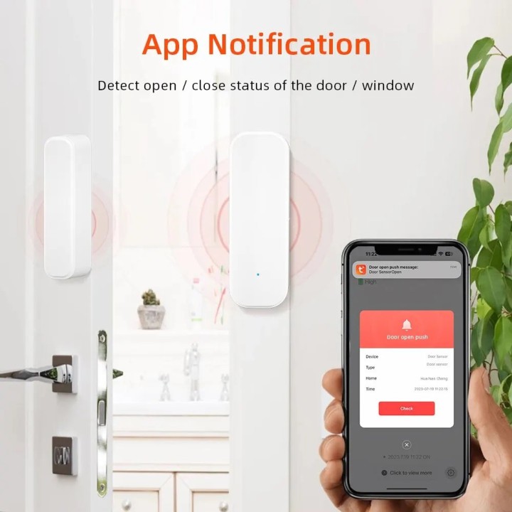 Tuya Door and window opening sensor WiFi detector silent alarm remote control application