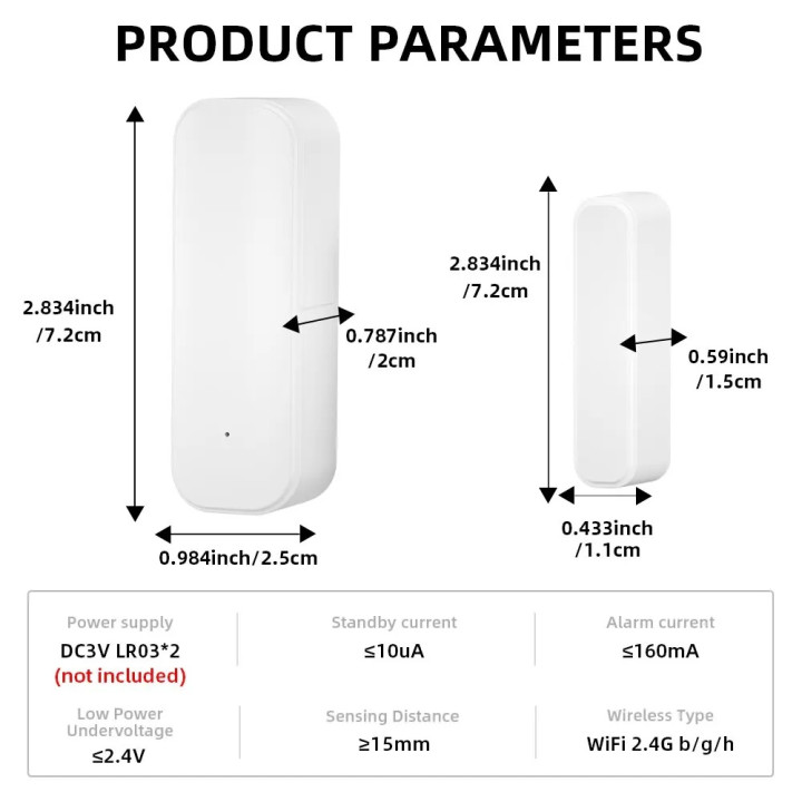 Tuya Capteur ouverture porte et fenêtre WiFi détecteur alarme silencieuse contrôle à distance application