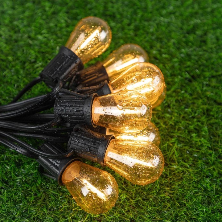 LED light string e27 220V 15m 15 bulbs s14 2w waterproof connectable, garden, outdoor,