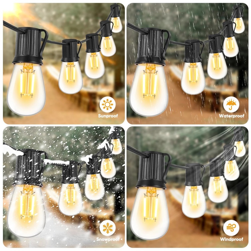 Guirlande lumineuse LED e27 220V 15m 15 ampoules s14 2w étanche connectable, jardin, extérieur