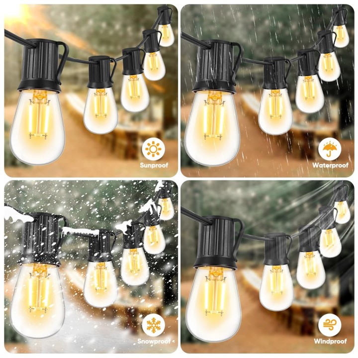 Guirlande lumineuse LED e27 220V 15m 15 ampoules s14 2w étanche connectable, jardin, extérieur