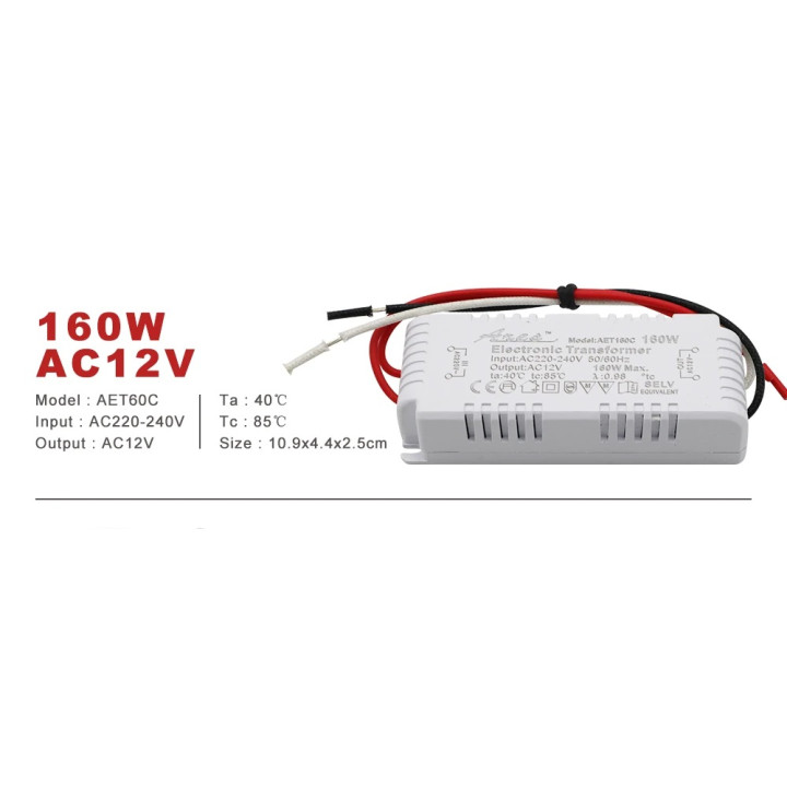 Transformador electrónico 110va 120va 140va 160va 160W 220v 230v 12Vac transformador de iluminación halógena