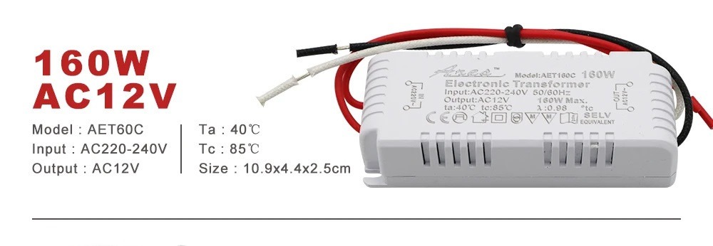 Elektronischer Transformator 110 VA 120 VA 140 VA 150va 160 VA 160 W 220 V 230 V 12 VAC Halogen-Beleuchtungstransformator