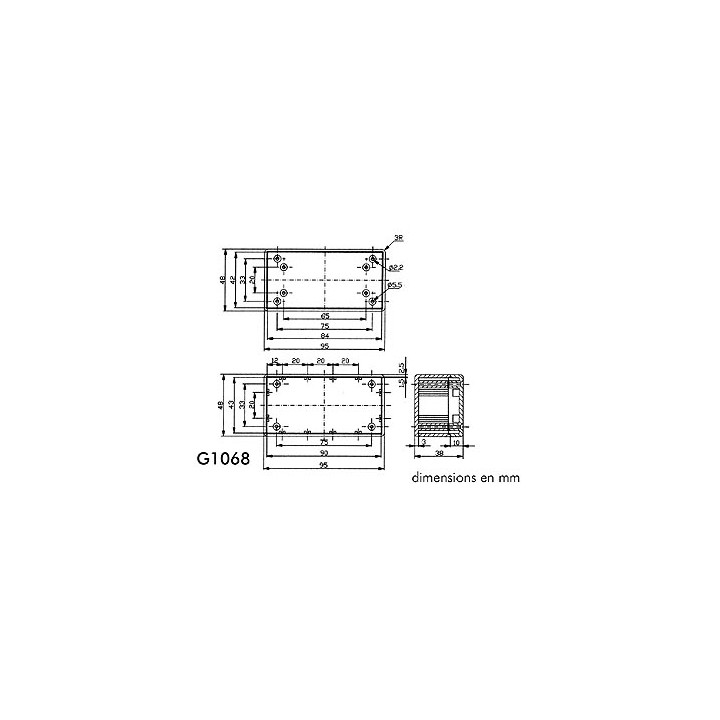 Gray pvc box g1068 protection 95x48x38mm jr  international - 1