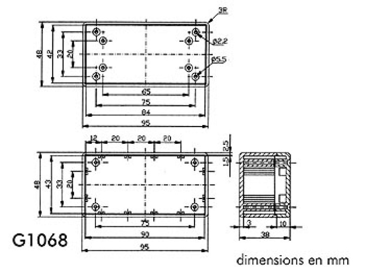 Gray pvc box g1068 protection 95x48x38mm jr  international - 1