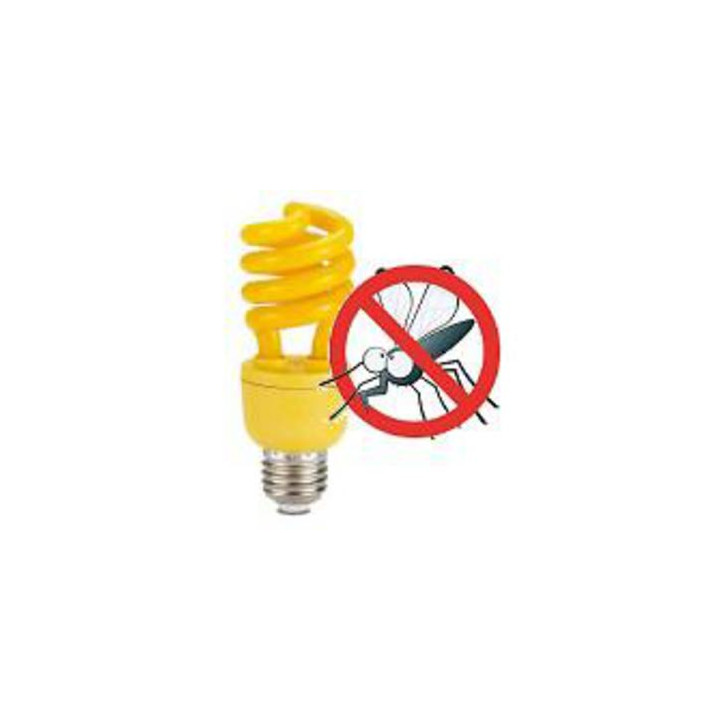 Yellow bulb e27 anti mosquitoes buzz off 15w 75w equivalent compact fluorescent spiral 220v 240v jr international - 2
