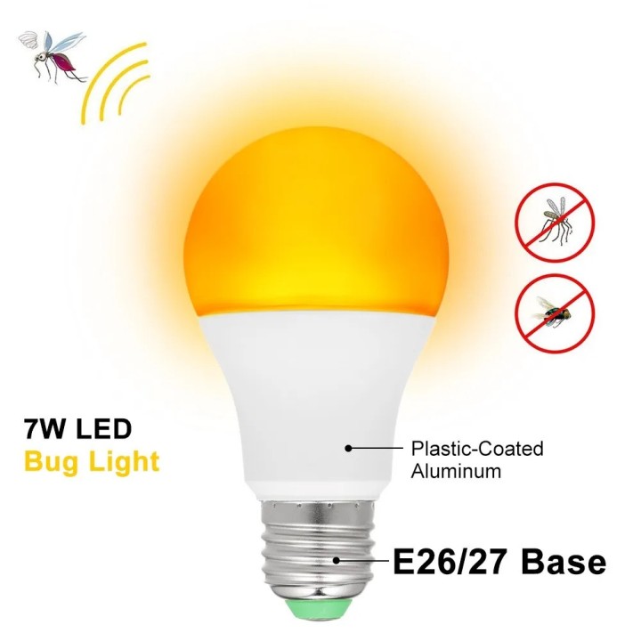 Bombilla antimosquitos chikungunya amarilla repele insectos e27 7w 220v 240v
