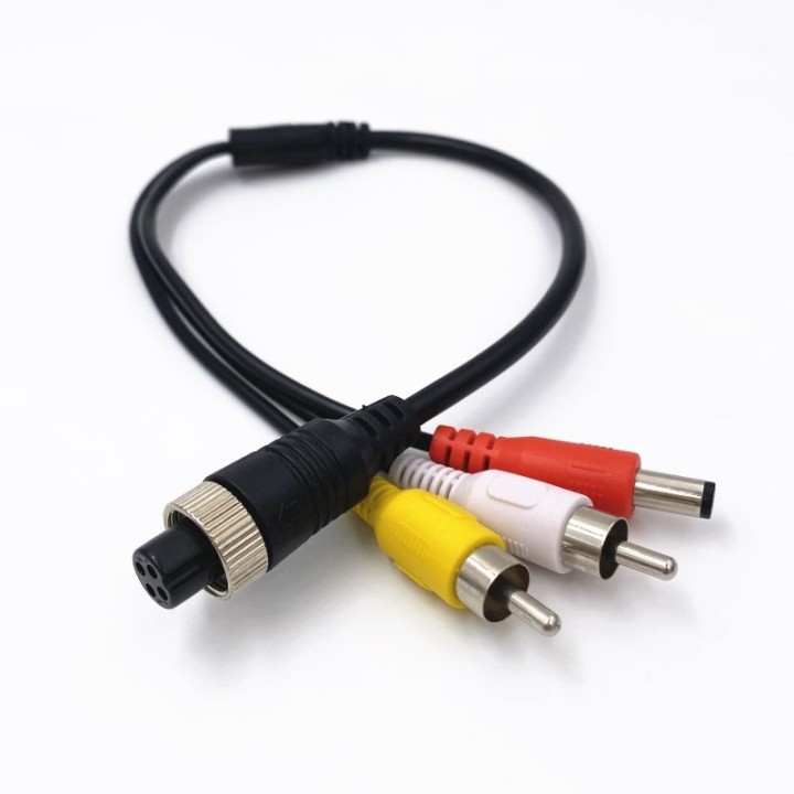 adaptateur AV M12 4Pin aviation prise femelle à 2 RCA + cc câble mâle pour caméra vidéosurveillance