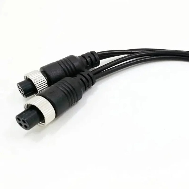 M12 AV Adapter 4Pin Aviation Head Buchse Stecker an 2 Cinch DC Stecker Kabel CCTV Kamera