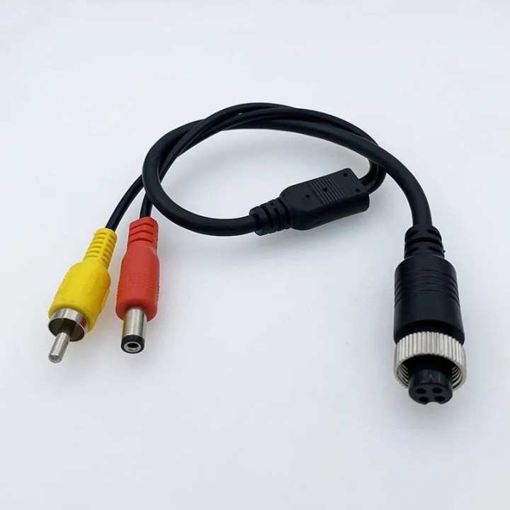 M12 AV Adapter 4Pin Aviation Head Buchse Stecker an 2 Cinch DC Stecker Kabel CCTV Kamera