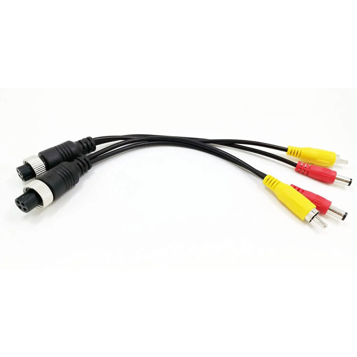 M12 AV Adapter 4Pin Aviation Head Female Plug To 2 RCA DC Male Cable CCTV Camera Security DVR