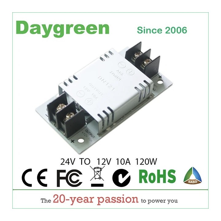 Convertidor reductor de voltaje de 24V a 12V 10A 120W, transformador eléctrico de conversión