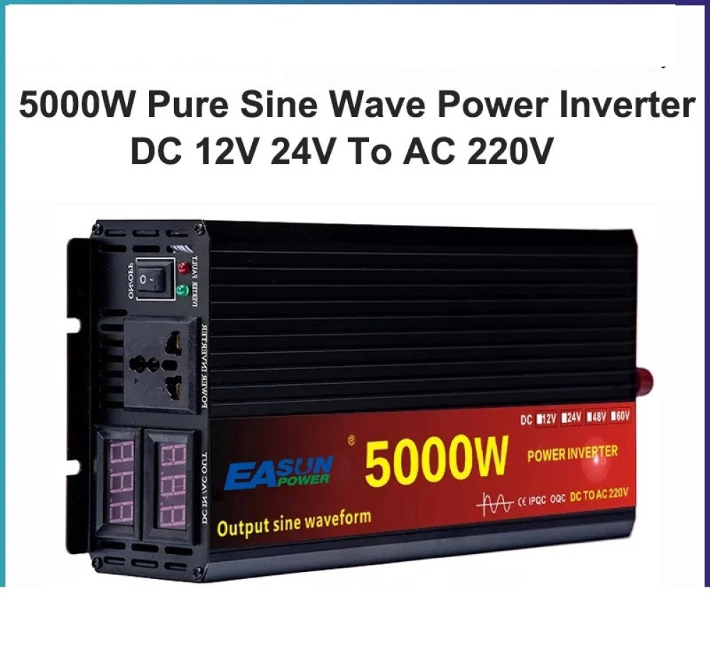 Convertisse Onduleur à onde sinusoïdale DC 24V à AC 220V 3000W 4000W 5000W crete 2500w continu