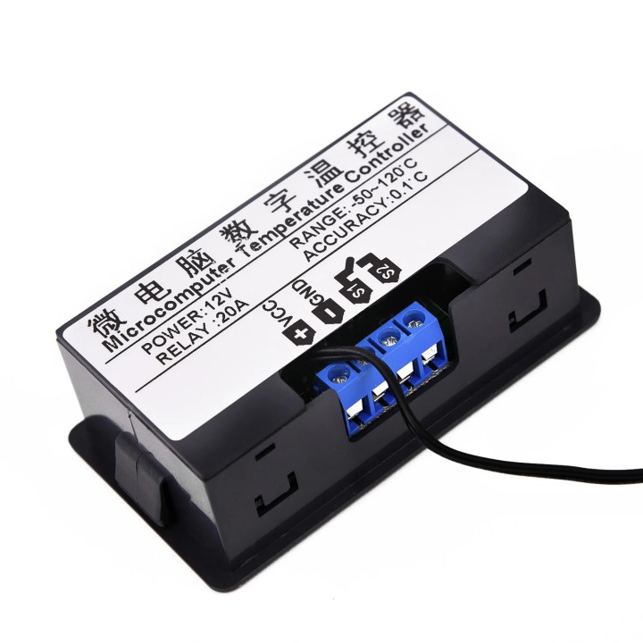 DC 12V LED-Digitalthermostat mit 20A-Relais, W3230 wasserdichter Temperatursensor-Controller