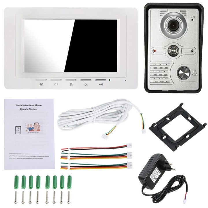 7 inch 18cm videoportero teléfono timbre intercomunicador kit 1 cámara 1 monitor visión nocturna SY801FA11