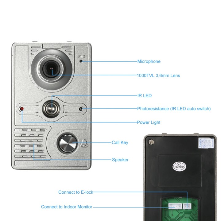 videocitofono per campanello per videocitofono da 7 pollici da 18 cm 1 telecamera 1 monitor per visione notturna SY801FA11