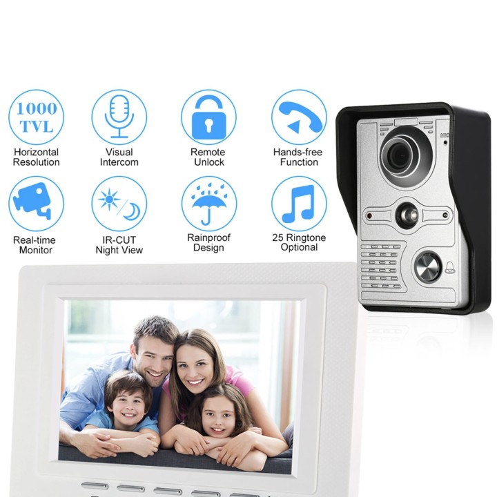 7 inch 18 cm Video Tür Telefon Türklingel Intercom Kit 1-Kamera 1-Monitor Nachtsicht SY801FA11