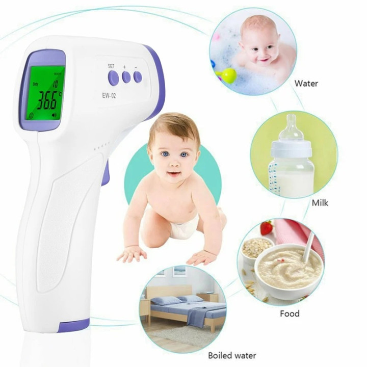Non-contact digital LCD forehead infrared medical thermometer tool for temperature and human fever for babies and adults
