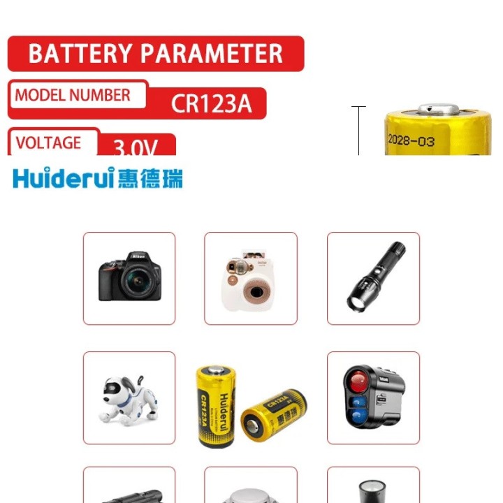 Pile lithium photo 3v 1300ma cr123ac cr123a cr123 cr17335 cr17345 alim camera video