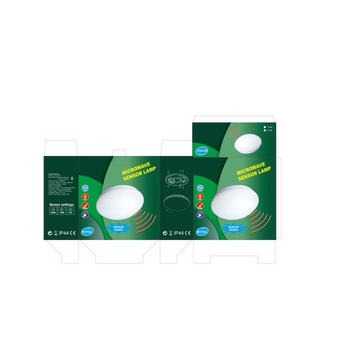 Parete o soffitto a luce 220v e27 con radar rilevatore di movimento microonde st702 starlux - 1