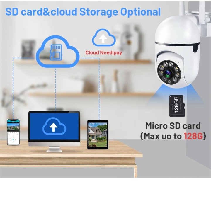 Telecamera di sorveglianza esterna PTZ IP WIFI hd 2MP/1080P wireless 4x zoom visione notturna ia Audio