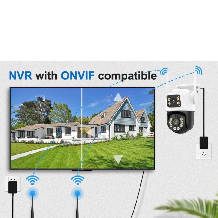 Outdoor PTZ IP WIFI HD 8MP Wireless Night Surveillance Camera AI Audio Dual Lens Screen