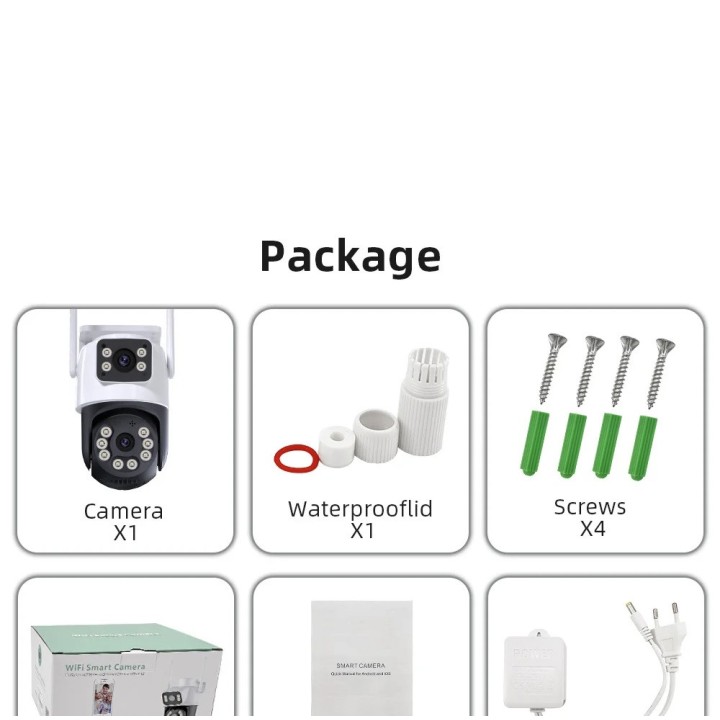 Telecamera di sorveglianza notturna wireless PTZ IP WIFI HD 8MP per esterni Schermo a doppia lente audio AI
