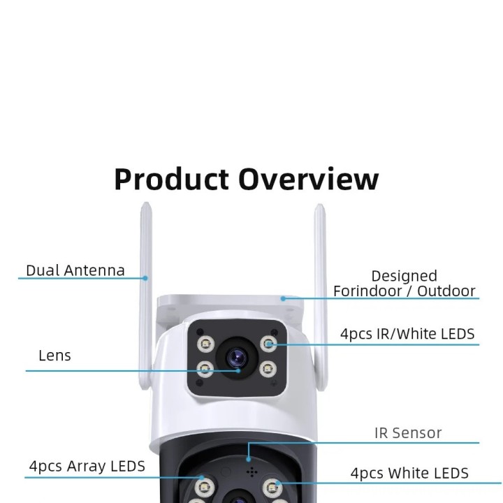Outdoor PTZ IP WIFI HD 8MP Drahtlose Nachtüberwachungskamera AI Audio Dual-Lens-Bildschirm